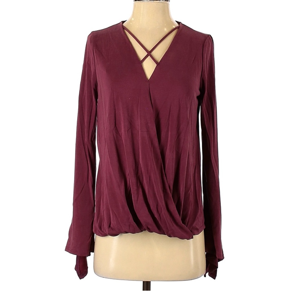 Alya Faux Wrap Surplice Cold Shoulder criss cross Top Mauve Med